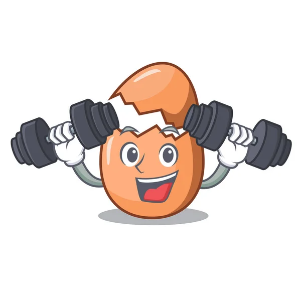 Fitness character broken egg on floor cartoon - Stok Vektor