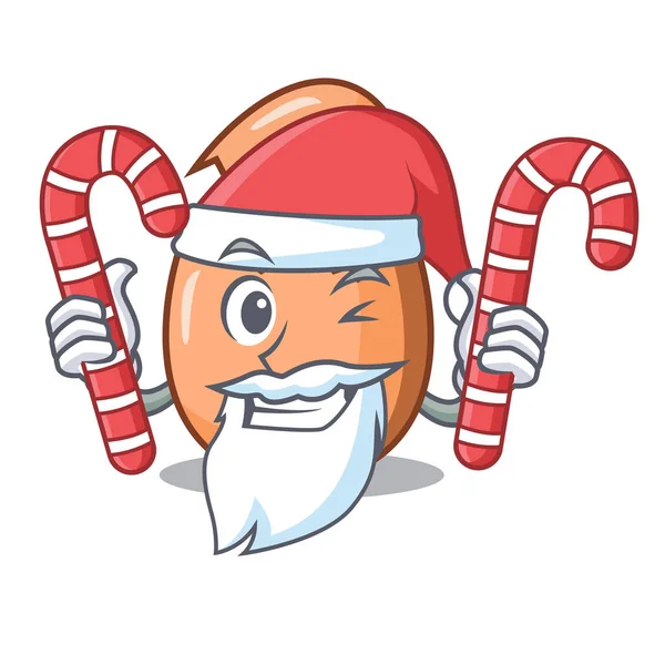 Santa con huevo roto caramelo aislado en la mascota — Vector de stock