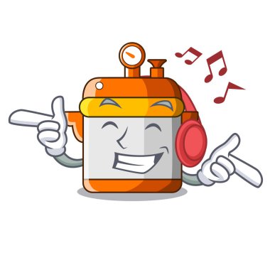 Elektrik pirinç Ocak karikatür izole müzik dinleme