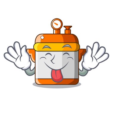 Tongue out electric pressure cooker isolated on mascot clipart