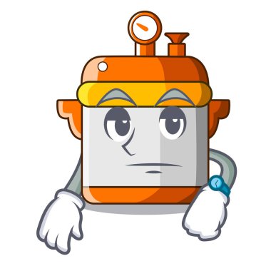 Elektrikli düdüklü tencere maskotu izole bekliyor