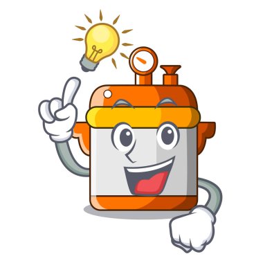 Bir fikir elektrikli düdüklü tencere maskotu izole var