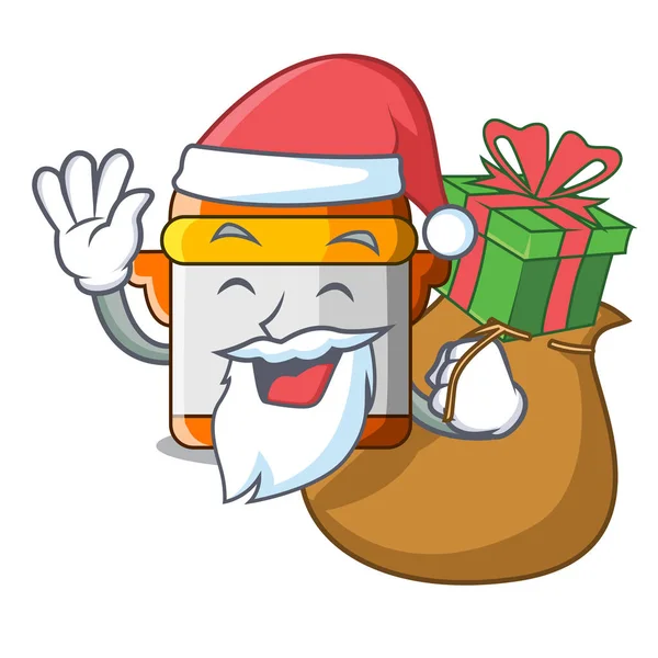 Санта с подарком электрическая плита давления изолированы на талисман — стоковый вектор