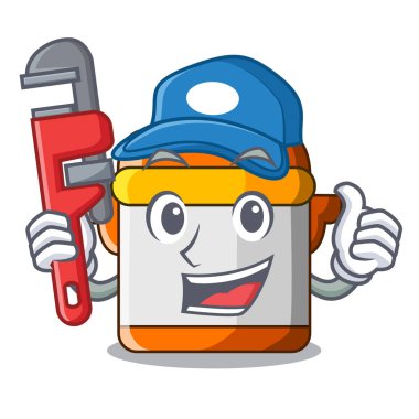 Tesisatçı elektrikli düdüklü tencere maskotu izole