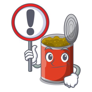 Karikatür izole işareti karakter konserve gıda ile