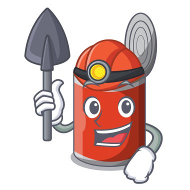 Madenci konserve gıda tablo karikatür