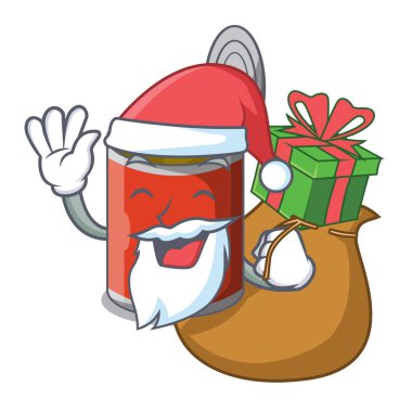 Noel hediye ile konserve gıda masa örtüsü karikatür