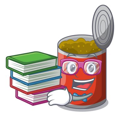 Öğrenci kitap ile konserve gıda masa örtüsü karikatür