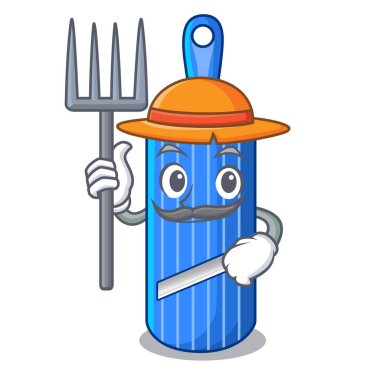 Çiftçi gıda mandolin dilimleyici karikatür kesti.