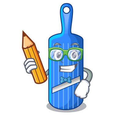 Öğrenci karakter vintage ahşap shredder parçalayıcı mandoline