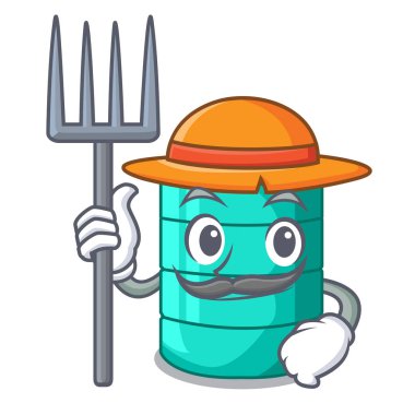 Çiftçi karikatür büyük sanayi su tank konteyner