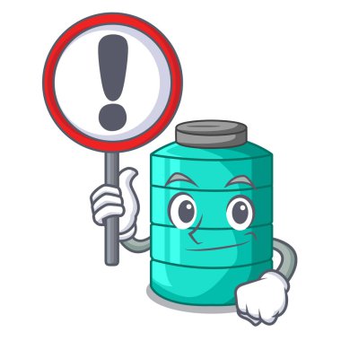 With sign cartoon big industrial water tank container clipart