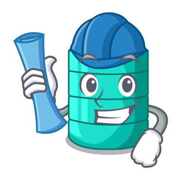 Mimar plastik çizgi film su tankının içinde açık