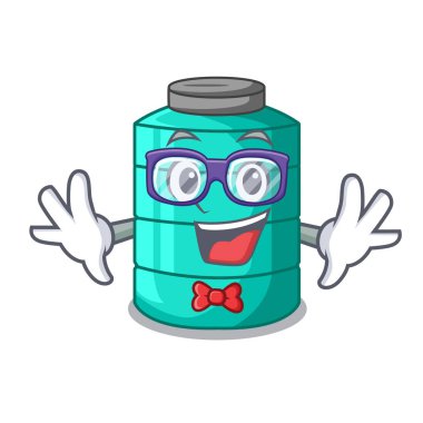 Geek plastik çizgi film su tankının içinde açık