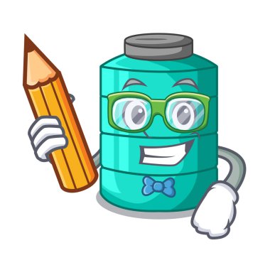 Öğrenci plastik çizgi film su tankının içinde açık