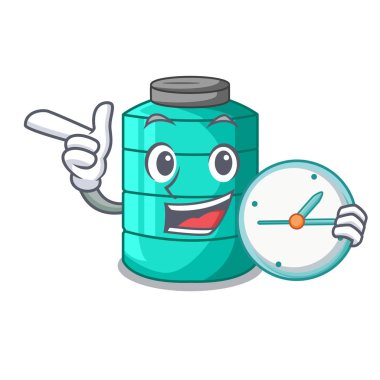 Saat plastik çizgi film su deposu ile açık