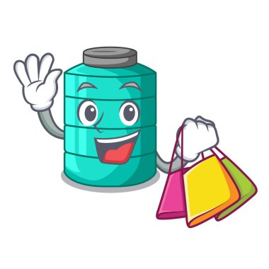 Alışveriş plastik çizgi film su tankının içinde açık