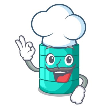 Şef plastik çizgi film su tankının içinde açık