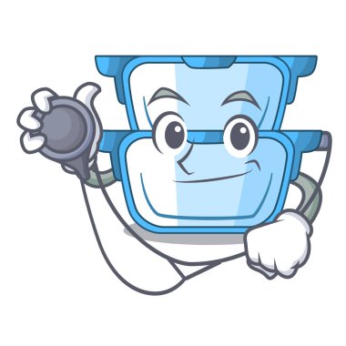 Doktor Çift Kazan gaz Ocak karikatür vektör çizim için