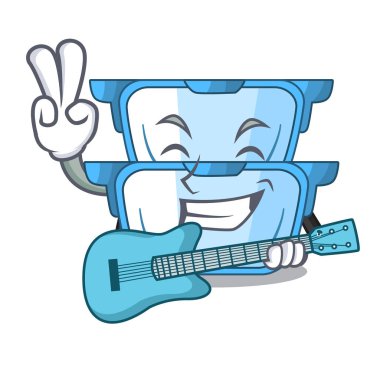 Yemek pişirmek için gitar çizgi film çift kazan ile