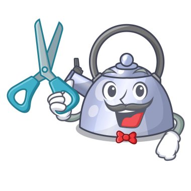 Ocak için Kettle ıslık karikatür berber