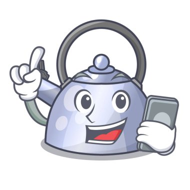 Ocak için Kettle ıslık telefon karikatür ile