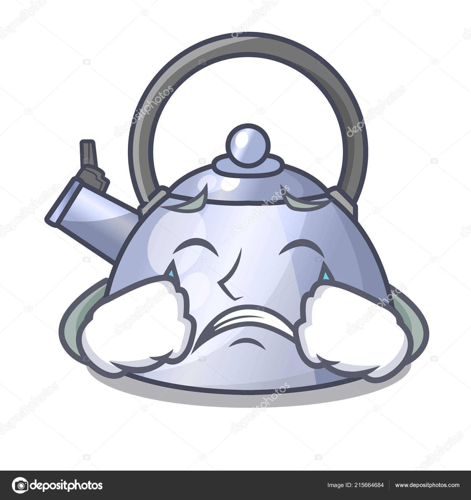 Crying whistling kettle cartoon on the stove top Stock Vector Image by  ©kongvector #215664684