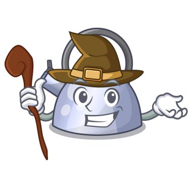 Soba top vektör çizim ıslık çaydanlık karikatür cadı