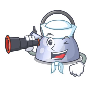 Denizci dürbün ıslık çaydanlık karikatür soba üst ile