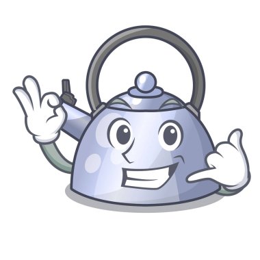Beni maskotu izole Paslanmaz ıslık çaydanlık ara