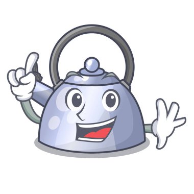 Maskot izole parmak Paslanmaz ıslık çaydanlık