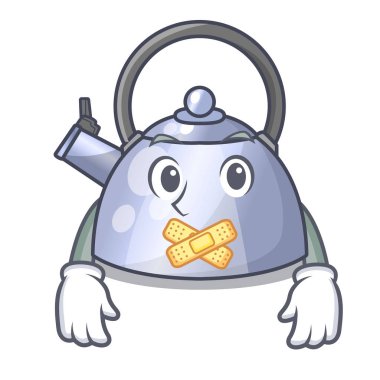 Maskot izole sessiz Paslanmaz ıslık çaydanlık