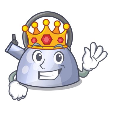 Maskot izole Kral Paslanmaz ıslık çaydanlık