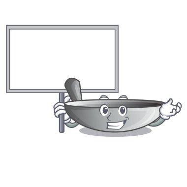 Yemek yemek için yönetim kurulu karakter mutfak eşyaları wok getirmek