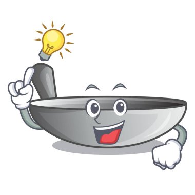 Maskot izole bir fikir tava 