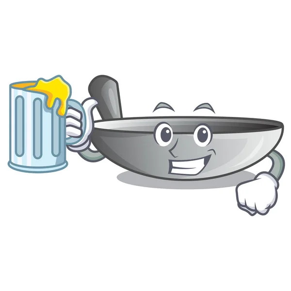 Met SAP cartoon wok op de keuken gebruiksvoorwerp — Stockvector