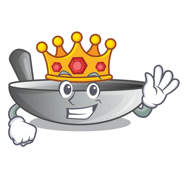 King frying pan wok isolated on mascot — Stock Vector