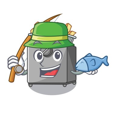 Patates kızartması fritöz karikatür pişirme balık tutma