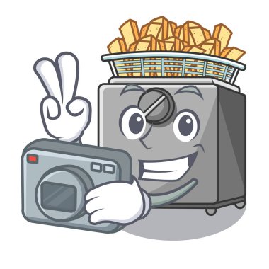 Fritöz karikatür patates kızartması yemek fotoğrafçısı