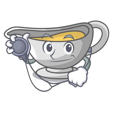 Bir karakter yemek sosu tekne dökme doktor