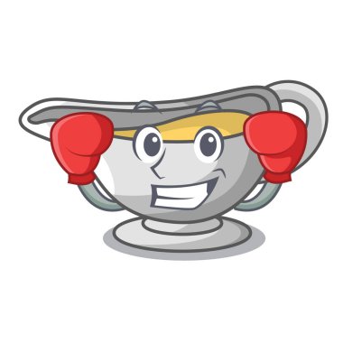 Bir karakter çanak dökülen sosu tekne boks