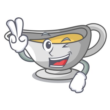 İki parmak sos tekne karikatür lezzetli peynir ile