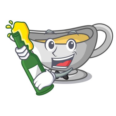 Bira çizgi film sos tekne ile krema sos ile