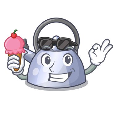 Dondurma çelik İçecek yapmak için su ısıtıcısı karakteri ıslık