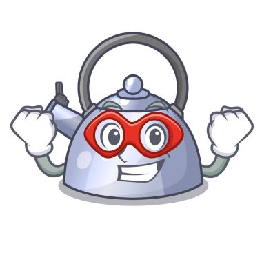 Süper kahraman çelik İçecek yapmak için su ısıtıcısı karakteri ıslık