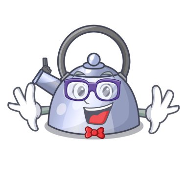 Geek çelik İçecek yapmak için ıslık çaydanlık karakteri