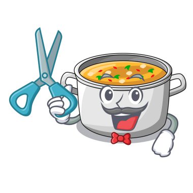 Sebze çorbası pot karikatür makarna ile berber