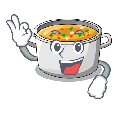 Akşam yemeği için iyi karikatür tavuk çorba kazanı