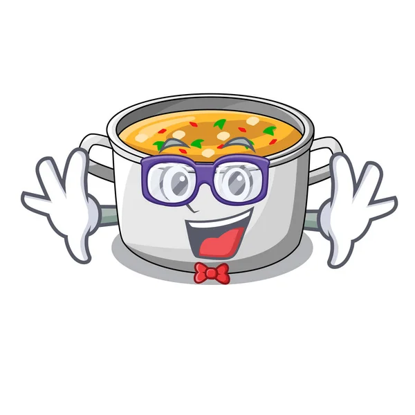 Geek γελοιογραφία σούπα κοτόπουλο κατσαρόλα για δείπνο — Διανυσματικό Αρχείο