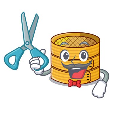 Bambu gıda aracı için buharda karakter berber